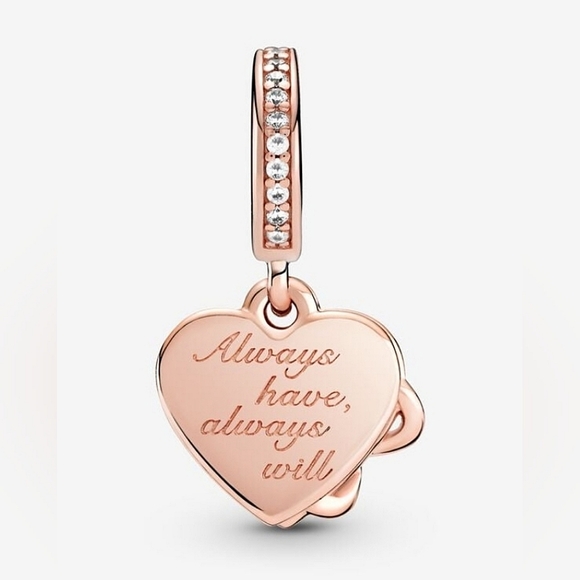 Authentic NEW Pandora Love You Infinity Heart Dangke Charm 14K RGP CZ - Picture 4 of 10